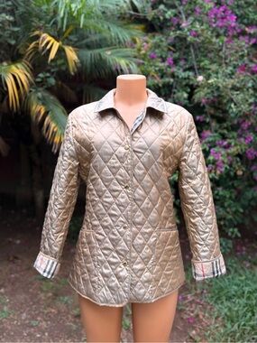 AUTHENTIC! Burberry Quilted Metallic Tan Utility Jacket
